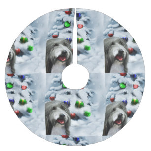 Bearded Collie Christmas Brushed Polyester Tree Skirt
