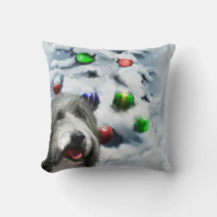 Bearded Collie Christmas Cushion