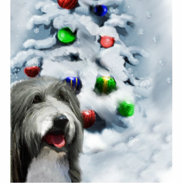 Bearded Collie Christmas Gifts Photo Sculpture Decoration (Front)