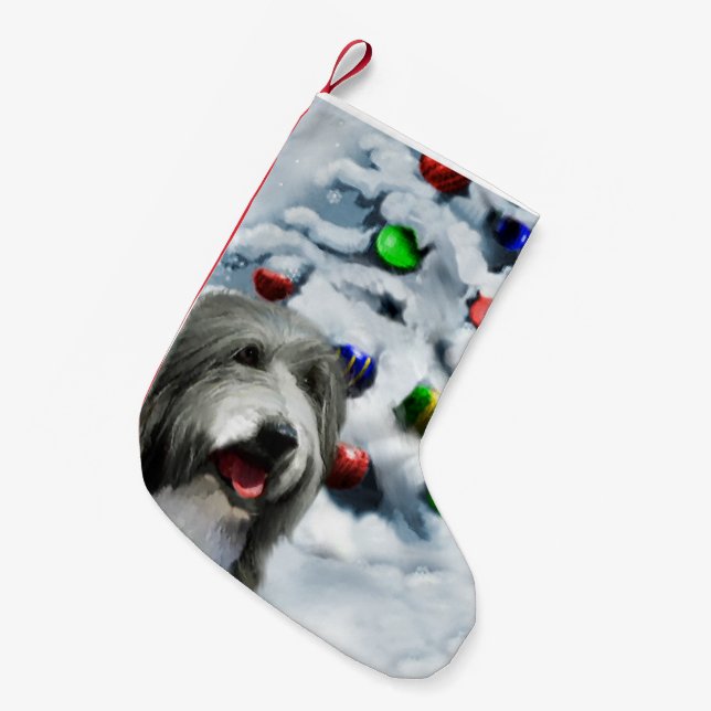 Bearded Collie Christmas Small Christmas Stocking (Front (Hanging))