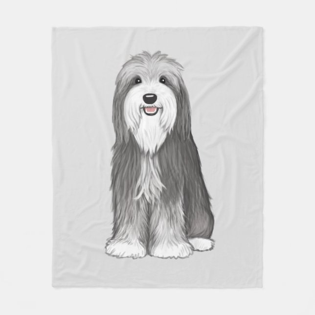 Bearded Collie | Cute Cartoon Dog Throw Blanket (Front)