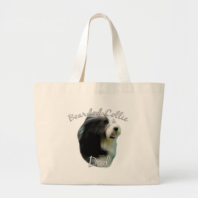Bearded Collie Dad 2 Large Tote Bag (Front)