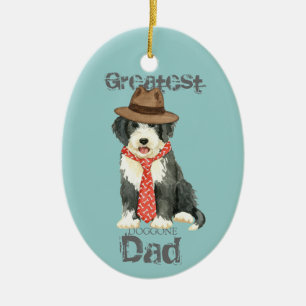 Bearded Collie Dad Ceramic Ornament