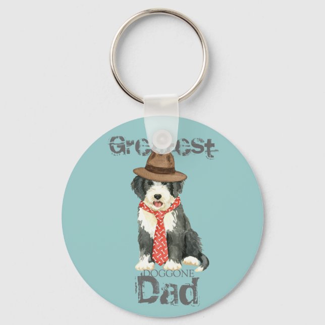 Bearded Collie Dad Key Ring (Front)