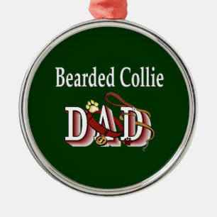 Bearded Collie Dad Metal Tree Decoration