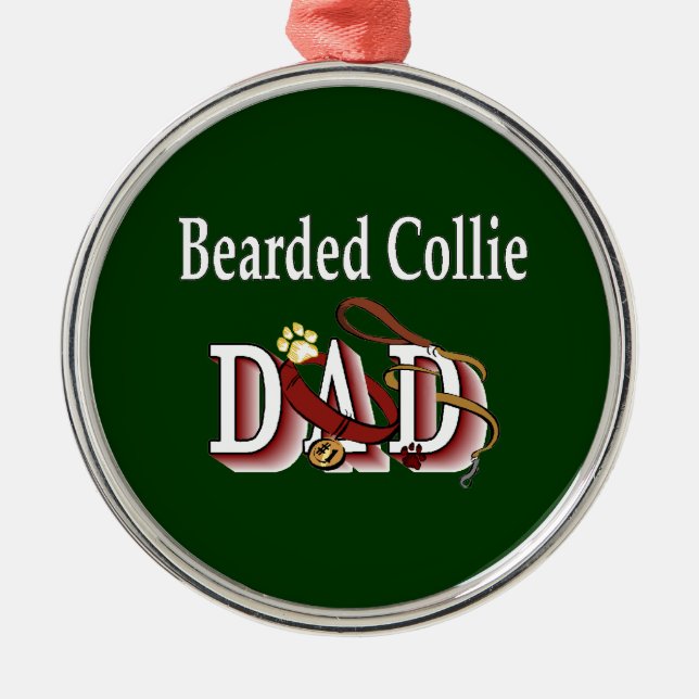 Bearded Collie Dad Metal Tree Decoration (Front)