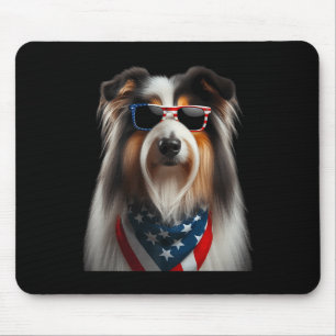 Bearded Collie Dog 4th Of July American Independen Mouse Mat
