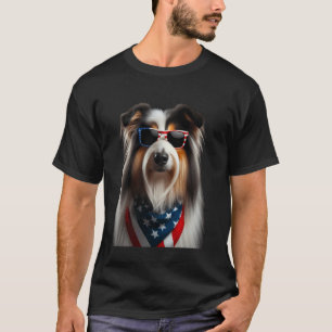 Bearded Collie Dog 4th Of July American Independen T-Shirt