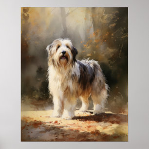 Bearded Collie Dog Art Print Poster