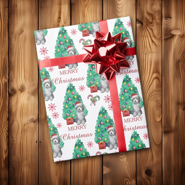 Bearded Collie Dog Christmas Pattern Wrapping Paper (Creator Uploaded)