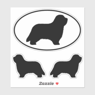 Bearded Collie Dog Silhouettes Vinyl Sticker Set