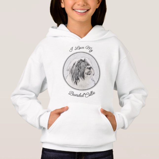 Bearded Collie Drawing - Cute Original Dog Art (Front)