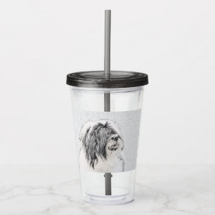 Bearded Collie Drawing - Cute Original Dog Art Acrylic Tumbler