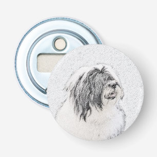 Bearded Collie Drawing - Cute Original Dog Art Bottle Opener