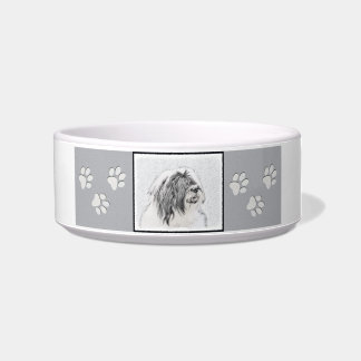 Bearded Collie Drawing - Cute Original Dog Art Bowl