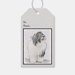 Bearded Collie Drawing - Cute Original Dog Art Gift Tags