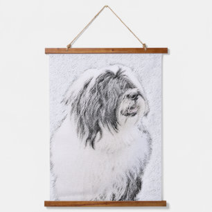 Bearded Collie Drawing - Cute Original Dog Art Hanging Tapestry