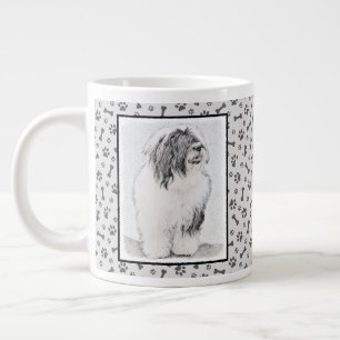 Bearded Collie Drawing - Cute Original Dog Art Large Coffee Mug