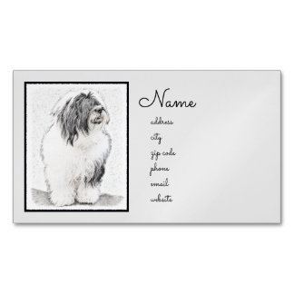 Bearded Collie Drawing - Cute Original Dog Art Magnetic Business Card