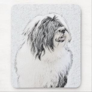 Bearded Collie Drawing - Cute Original Dog Art Mouse Mat