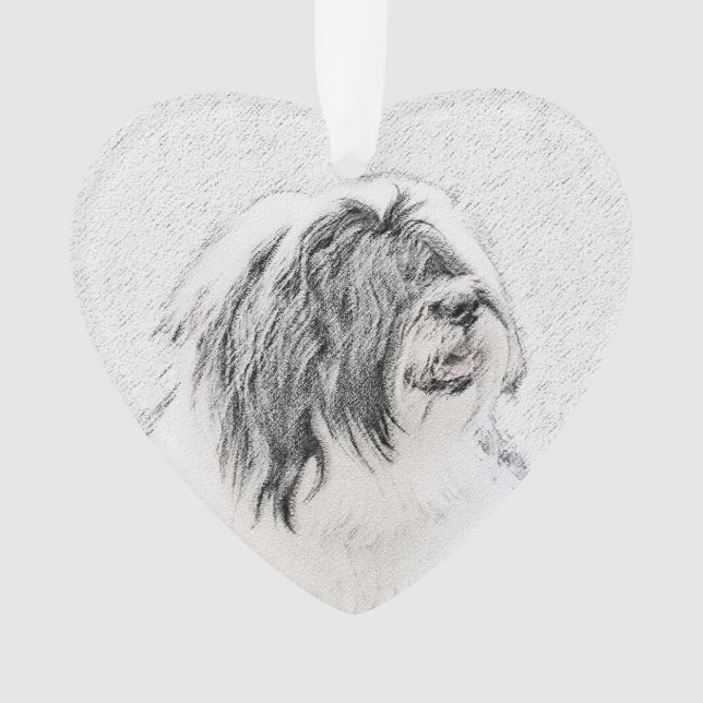 Bearded Collie Drawing - Cute Original Dog Art Ornament (Front)