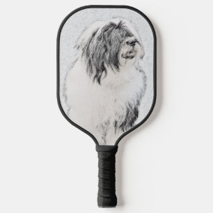 Bearded Collie Drawing - Cute Original Dog Art Pickleball Paddle