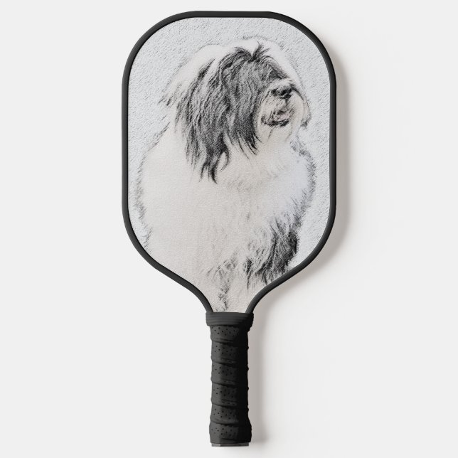 Bearded Collie Drawing - Cute Original Dog Art Pickleball Paddle (Front)
