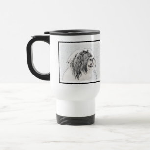 Bearded Collie Drawing - Cute Original Dog Art Travel Mug