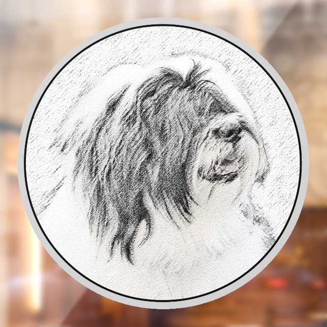 Bearded Collie Drawing - Cute Original Dog Art Window Cling (Sheet 2)
