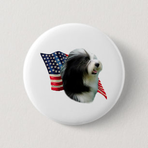 Bearded Collie Flag 6 Cm Round Badge