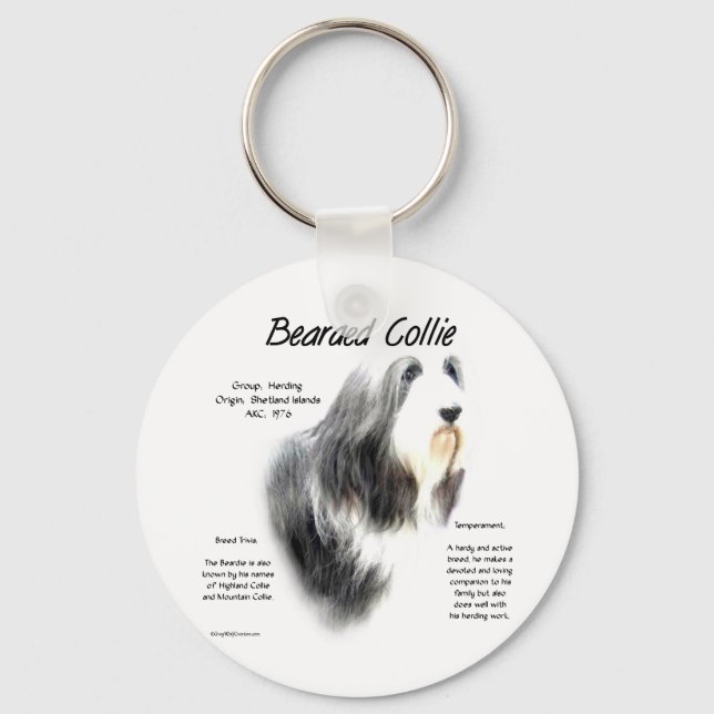 Bearded Collie History; Love Bearded Collies Key Ring (Front)