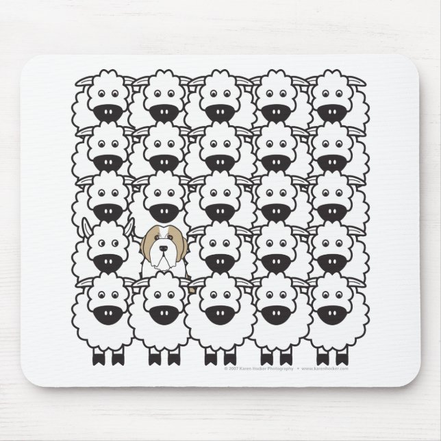 Bearded Collie in the Sheep Mouse Mat (Front)