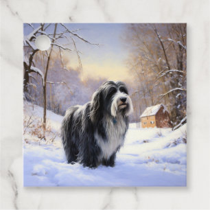 Bearded Collie Let It Snow Christmas Favour Tags