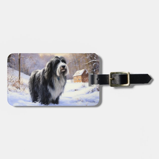 Bearded Collie Let It Snow Christmas  Luggage Tag (Front Horizontal)