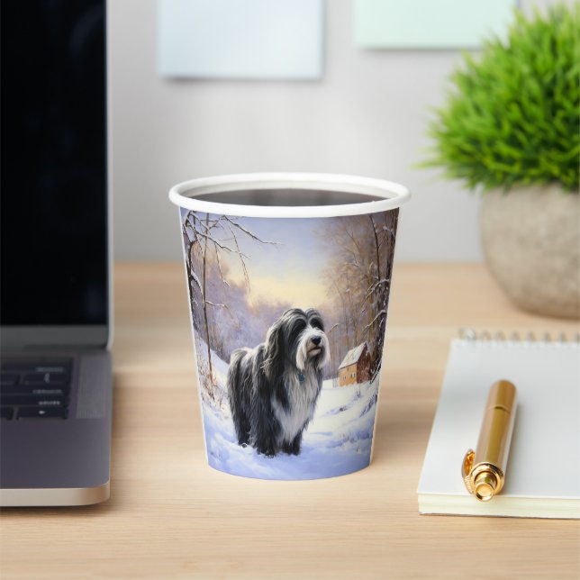 Bearded Collie Let It Snow Christmas  Paper Cups (Insitu)