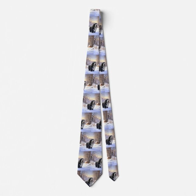 Bearded Collie Let It Snow Christmas  Tie (Front)