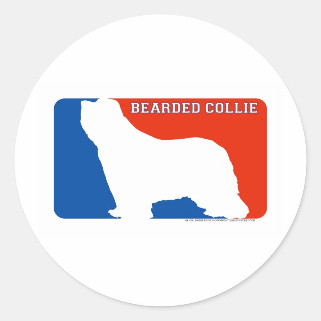 Bearded Collie Major League Dog Sticker (Front)