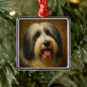 Bearded Collie Metal Tree Decoration