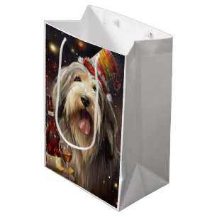 Bearded Collie New Year Medium Gift Bag