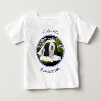 Bearded Collie Painting - Cute Original Dog Art Baby T-Shirt