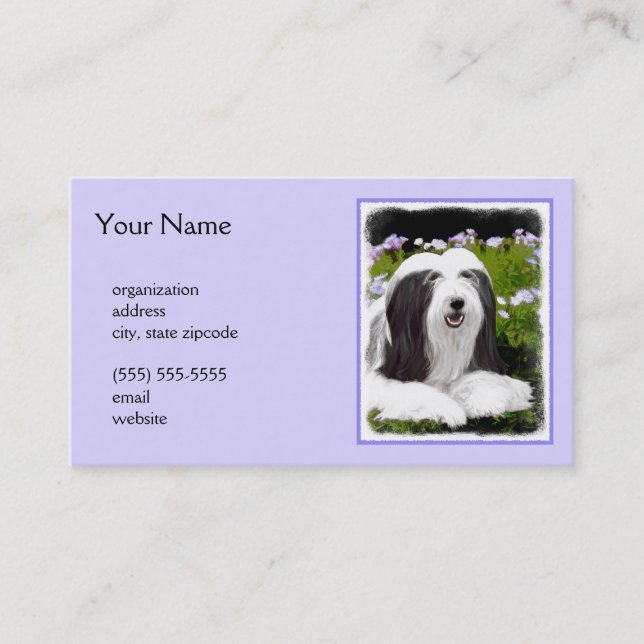 Bearded Collie Painting - Cute Original Dog Art Business Card (Front)