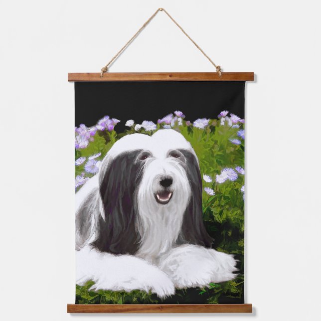 Bearded Collie Painting - Cute Original Dog Art Hanging Tapestry (Front)