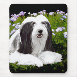 Bearded Collie Painting - Cute Original Dog Art Mouse Mat
