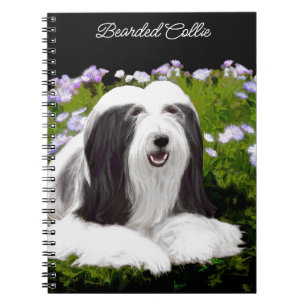 Bearded Collie Painting - Cute Original Dog Art Notebook