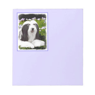 Bearded Collie Painting - Cute Original Dog Art Notepad