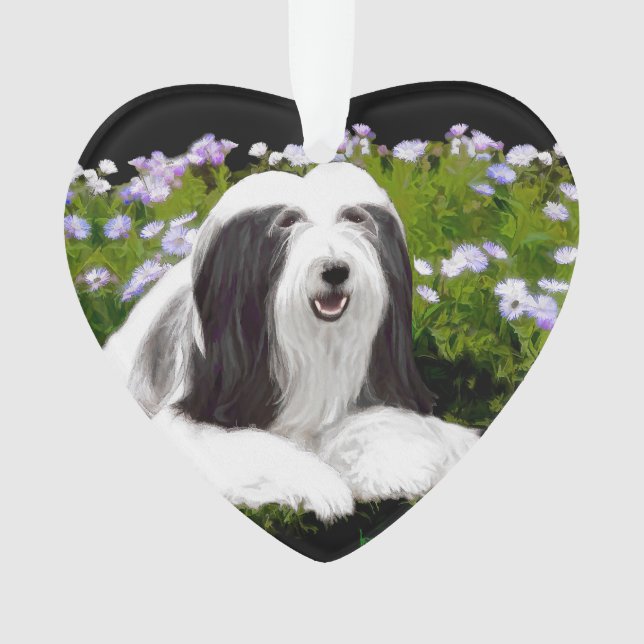 Bearded Collie Painting - Cute Original Dog Art Ornament (Front)