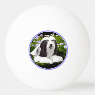 Bearded Collie Painting - Cute Original Dog Art Ping Pong Ball