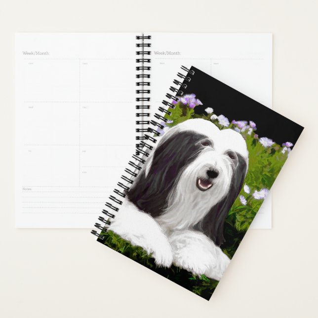 Bearded Collie Painting - Cute Original Dog Art Planner (Display)