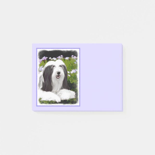 Bearded Collie Painting - Cute Original Dog Art Post-it Notes (Front)