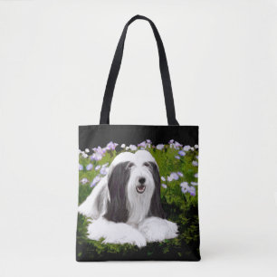 Bearded Collie Painting - Cute Original Dog Art Tote Bag